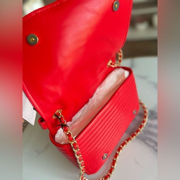 Moschino Zippered Leather Jacket Biker Shoulder Bag Red, Retail $1795 ($700 OFF) - Picture 4 of 7